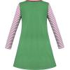 Sunny Fashion Girls Dress Long Sleeve Daisy Flower Striped Casual Cotton(Green Striped)