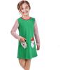 Sunny Fashion Girls Dress Long Sleeve Daisy Flower Striped Casual Cotton(Green Striped)