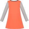Sunny Fashion Girls Dress Long Sleeve Daisy Flower Striped Casual Cotton(Orange Bats)
