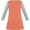 Sunny Fashion Girls Dress Long Sleeve Daisy Flower Striped Casual Cotton(Orange Pumpkin)