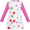 Sunny Fashion Girls Dress Long Sleeve Daisy Flower Striped Casual Cotton(Pink Dots)