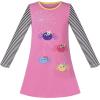 Sunny Fashion Girls Dress Long Sleeve Daisy Flower Striped Casual Cotton(Pink Spider)