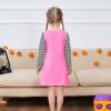 Sunny Fashion Girls Dress Long Sleeve Daisy Flower Striped Casual Cotton(Pink Spider)