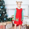 Sunny Fashion Girls Dress Long Sleeve Daisy Flower Striped Casual Cotton(Red)