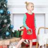 Sunny Fashion Girls Dress Long Sleeve Daisy Flower Striped Casual Cotton(Red)