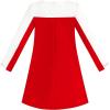 Sunny Fashion Girls Dress Long Sleeve Daisy Flower Striped Casual Cotton(Red Candy Cane)