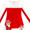Sunny Fashion Girls Dress Long Sleeve Daisy Flower Striped Casual Cotton(Red Candy Cane)
