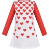 Sunny Fashion Girls Dress Long Sleeve Daisy Flower Striped Casual Cotton(Red Heart)