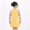 Sunny Fashion Girls Dress Long Sleeve Daisy Flower Striped Casual Cotton(Yellow)
