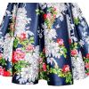 Sunny Fashion Girls Dress Navy Blue Flower Belt Vintage Party Size 6-14(Blue)