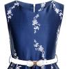 Sunny Fashion Girls Dress Navy Blue Flower Belt Vintage Party Size 6-14(Blue)