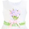 Sunny Fashion Girls Dress Navy Blue Flower Belt Vintage Party Size 6-14(White)
