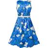 Sunny Fashion Girls Dress Navy Blue Flower Belt Vintage Party Size 6-14(White and Blue)