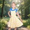 Sunny Fashion Girls Dress Navy Blue Flower Belt Vintage Party Size 6-14(Yellow Polka Dot)