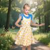 Sunny Fashion Girls Dress Navy Blue Flower Belt Vintage Party Size 6-14(Yellow Polka Dot)