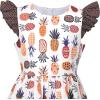 Sunny Fashion Girls Dress O-Neck Backless Smocked Embroidery Ruffle Vintage Sleeveless(Brown Fruit)