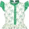 Sunny Fashion Girls Dress O-Neck Backless Smocked Embroidery Ruffle Vintage Sleeveless(Green)