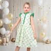 Sunny Fashion Girls Dress O-Neck Backless Smocked Embroidery Ruffle Vintage Sleeveless(Green)