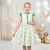 Sunny Fashion Girls Dress O-Neck Backless Smocked Embroidery Ruffle Vintage Sleeveless(Green)