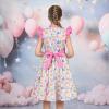 Sunny Fashion Girls Dress O-Neck Backless Smocked Embroidery Ruffle Vintage Sleeveless(Pink Flower)