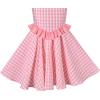 Sunny Fashion Girls Dress O-Neck Backless Smocked Embroidery Ruffle Vintage Sleeveless(Pink Plaid)