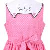 Sunny Fashion Girls Dress O-Neck Backless Smocked Embroidery Ruffle Vintage Sleeveless(Pink Polka Dot)