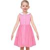 Sunny Fashion Girls Dress O-Neck Backless Smocked Embroidery Ruffle Vintage Sleeveless(Pink Polka Dot)