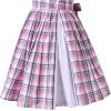 Sunny Fashion Girls Dress O-Neck Backless Smocked Embroidery Ruffle Vintage Sleeveless(Purple Plaid)