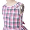 Sunny Fashion Girls Dress O-Neck Backless Smocked Embroidery Ruffle Vintage Sleeveless(Purple Plaid)