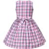 Sunny Fashion Girls Dress O-Neck Backless Smocked Embroidery Ruffle Vintage Sleeveless(Purple Plaid)
