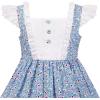 Sunny Fashion Girls Dress Polka Dot Overlap Design with Trim Yellow Size 4-10(Blue)