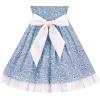 Sunny Fashion Girls Dress Polka Dot Overlap Design with Trim Yellow Size 4-10(Blue)