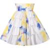 Sunny Fashion Girls Dress Polka Dot Overlap Design with Trim Yellow Size 4-10(Blue Yellow)