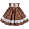 Sunny Fashion Girls Dress Polka Dot Overlap Design with Trim Yellow Size 4-10(Brown Lace)