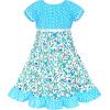 Sunny Fashion Girls Dress Purple Flower Summer Casual Dress Lace Size 6-14(Blue Dot)