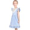 Sunny Fashion Girls Dress Purple Flower Summer Casual Dress Lace Size 6-14(Blue Lace)