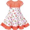 Sunny Fashion Girls Dress Purple Flower Summer Casual Dress Lace Size 6-14(Orange)