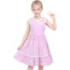Sunny Fashion Girls Dress Purple Flower Summer Casual Dress Lace Size 6-14(Pink White Flower)