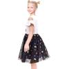 Sunny Fashion Girls Dress Purple Short Sleeve Rainbow Tulle Skirt Birthday Party(Black Flowers)