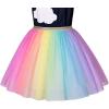 Sunny Fashion Girls Dress Purple Short Sleeve Rainbow Tulle Skirt Birthday Party(Blue)