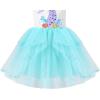 Sunny Fashion Girls Dress Purple Short Sleeve Rainbow Tulle Skirt Birthday Party(Blue Mermaid)