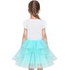 Sunny Fashion Girls Dress Purple Short Sleeve Rainbow Tulle Skirt Birthday Party(Blue Mermaid)