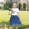 Sunny Fashion Girls Dress Purple Short Sleeve Rainbow Tulle Skirt Birthday Party(Blue Sequin Butterfly)