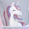 Sunny Fashion Girls Dress Purple Short Sleeve Rainbow Tulle Skirt Birthday Party(Grey Unicorn)