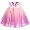 Sunny Fashion Girls Dress Purple Short Sleeve Rainbow Tulle Skirt Birthday Party(Pink Gradient)