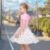 Sunny Fashion Girls Dress Purple Short Sleeve Rainbow Tulle Skirt Birthday Party(Pink Rainbow)