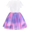 Sunny Fashion Girls Dress Purple Short Sleeve Rainbow Tulle Skirt Birthday Party(Purple Heart)