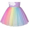 Sunny Fashion Girls Dress Purple Short Sleeve Rainbow Tulle Skirt Birthday Party(Purple Rainbow)