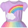 Sunny Fashion Girls Dress Purple Short Sleeve Rainbow Tulle Skirt Birthday Party(Purple Rainbow)