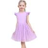 Sunny Fashion Girls Dress Purple Short Sleeve Rainbow Tulle Skirt Birthday Party(Purple Sequin)